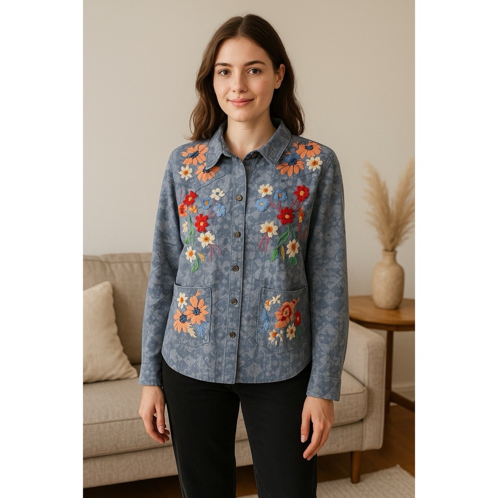 Johnny Was Jacket S Marissa Western Embroidery Worker Art Quiet Luxury
